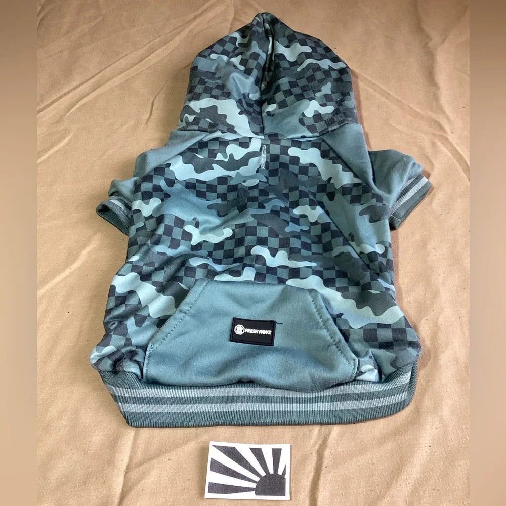 Fresh Pawz Checkered Camo Dog Hoodie Large